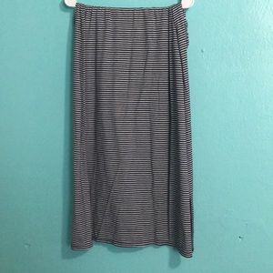 Navy and white striped skirt